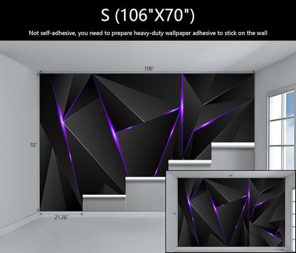 WFBHUA-3d Black Geometric Wallpaper Purple Lines Large Background Wall Mural for Bedroom Living Room (No Peel and Stick)