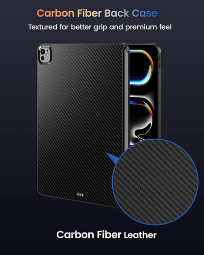 typecase Edge+ Keyboard Case for 2024 iPad Pro 13-inch (M4), Black Keyboard with Carbon Fiber Protective Case,Portrait & Typing Modes,Built-in Trackpad,11-Color Backlight,Magnetic Stand,Pencil Holder