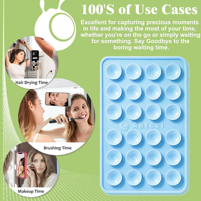 Anteel Medium-Sized Silicone Suction Phone Case Adhesive Mount, Enhanced Suction Power and Upgraded Thickened Sticky Phone Grip, Durable, Hands-Free Sticky Phone Holder, 2.28"x3.46" (Lavender)
