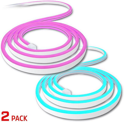 Energizer Smart 2pk Neon LED Light Strips, 20 Ft RGBW Wi-Fi LED Rope Light, Water Resistant for Outdoor & Indoor, Compatible with Alexa Google Home & Siri, Voice & Remote Control, Flexible, Dimmable