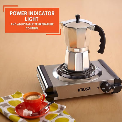 IMUSA USA GAU-80311 Electric Single Burner 1000-Watts, Stainless Steel, Silver