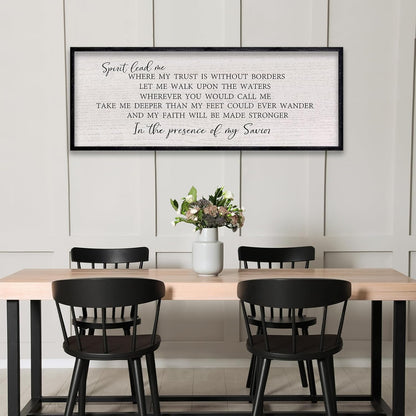LuZhiQiang Spirit Lead Me Wall Art Decor 40"x15" Christian Scripture Sign Large Inspirational Quote Bible Verse Hanging Wooden Framed (Black)