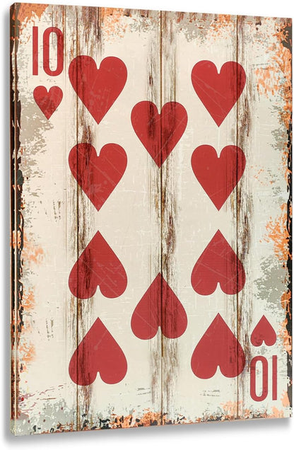 TREEPERI Poker Canvas Wall Art Print Ten of Hearts Game Room Wall Art Print Wall Decor Prints Poster With Framed