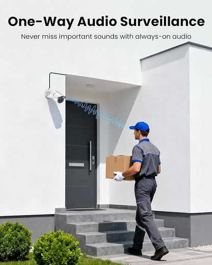 ZOSI 8CH 3K Lite Home Security Camera System with One-Way Audio,H.265+ 8-Channel CCTV DVR,AI Human/Vehicle Detection,4pcs 1080p Bullet Metal Cameras Indoor Outdoor,120FT Night Vision,No Hard Drive