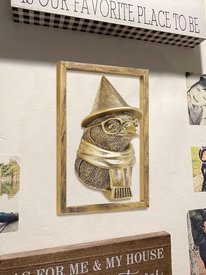 Animal Heads Wall Decor (Includes Metal Frame) Resin Animals Sculptures Head Wall Hanging Decoration Gold vintage Wall Sculpture for Living Room Bedroom Office (Penguin)