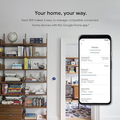 Nest WiFi Router and 2 Points - WiFi Extender with Smart Speaker - Works with Google WiFi (3 Pack) White