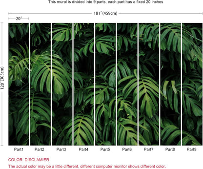 Tropical Monstera Wallpaper Banana Leaf Wall Mural Wallpaper for Living Room Bedroom TV Background Wall Covering(Not Peel n' Stick)