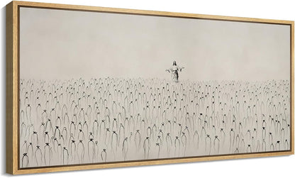 MUDECOR Extra Large Framed Canvas Print Wall Art Jesus Among The People Monochrome Religious Illustrations Decorative Colorful Multicolor for Bedroom - 60"x30"