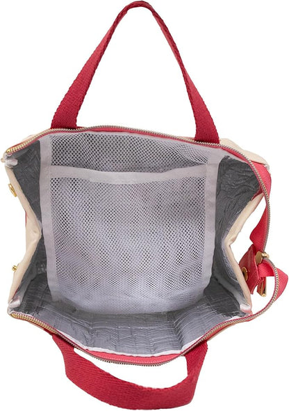 kate spade new york Cute Lunch Bag for Women, Large Capacity Lunch Tote, Adult Lunch Box with Silver Thermal Insulated Interior Lining and Storage Pocket (Strawberries)