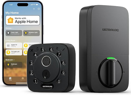 ULTRALOQ Bolt Fingerprint Smart Lock with Door Sensor, Built-in WiFi, Works with Apple Home, Alexa, Google, SmartThings, Keyless Entry Deadbolt with App, Code, Remote Control, Auto-Lock, BHMA Cert.