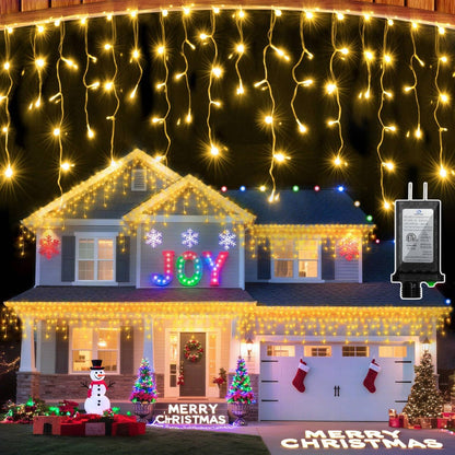 792 LED Christmas Lights with 176 Drops,82ft 8 Modes Fairy Hanging String Lights with Time Waterproof, Plug-in Christmas String Lights for Holiday Wedding Party Christmas Decorations(Warm White)