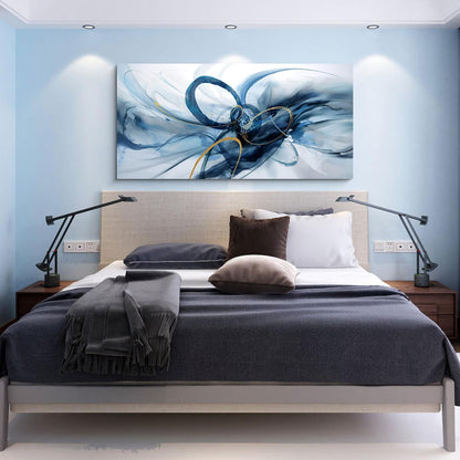 XLSJERST Abstract Wall Decor Living Room - Modern Canvas Wall Art Blue and White Picture Artwork for Office Bedroom Home Decoration