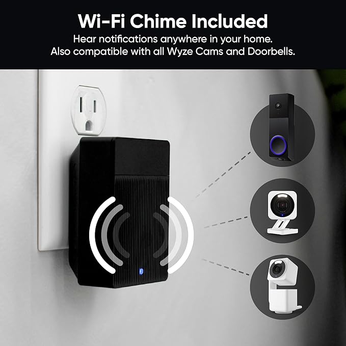 WYZE Wireless Duo Cam Video Doorbell (Chime Included), Battery Powered, 2K Full HD Video, 2 Cameras (People and Package), 2-Way Audio, Color Night Vision, Silver
