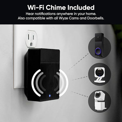 WYZE Wireless Duo Cam Video Doorbell (Chime Included), Battery Powered, 2K Full HD Video, 2 Cameras (People and Package), 2-Way Audio, Color Night Vision, Silver