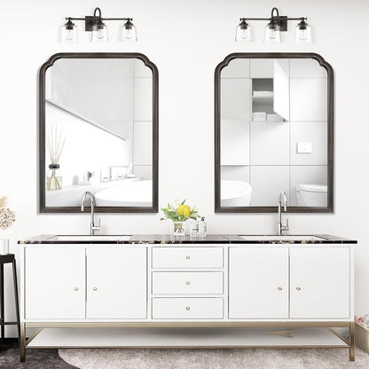 WallBeyond Wood Bathroom Mirrors for Wall Mounted, 30" x 40" Rustic Wood Frame Wall Mirrors Decorative for Living Room or Bedroom Vanity Mirror (Black)