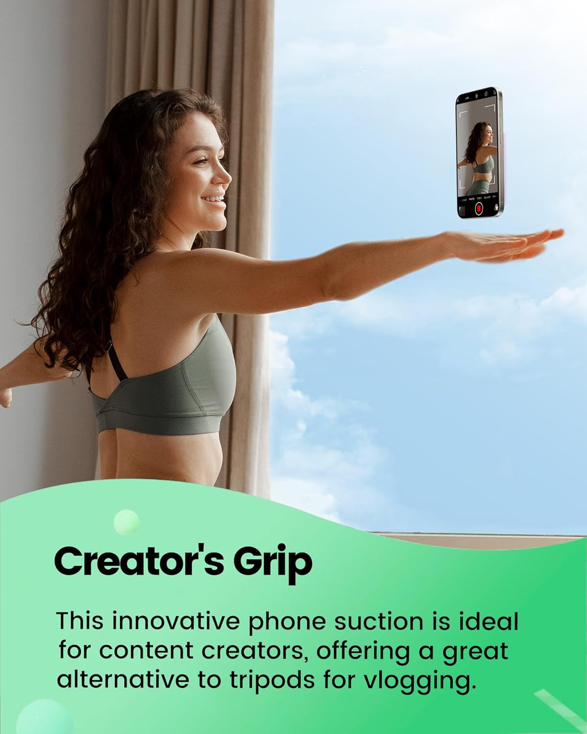 amBand Magnetic Suction Phone Mount for MagSafe Case, Silicone Octo Cup Buddy Sticky Grip Holder for iPhone, Removable Hands-Free Selfie/Video for TikTok Influencers, Women Gift, Light Pink
