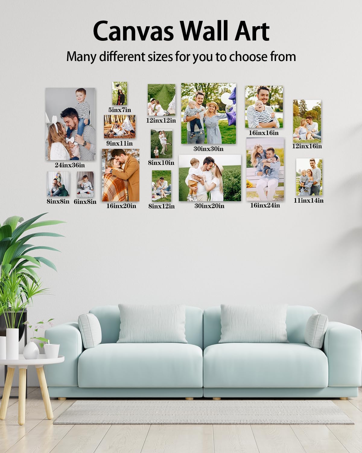 AbcCustomize Canvas Prints with Your Photos, Personalized Photo To Canvas Print for Bedroom, Living Room, Farmhouse Office Decor,Custom Canvas Wall Art for Gifts & Keepsakes, Ready to Hang
