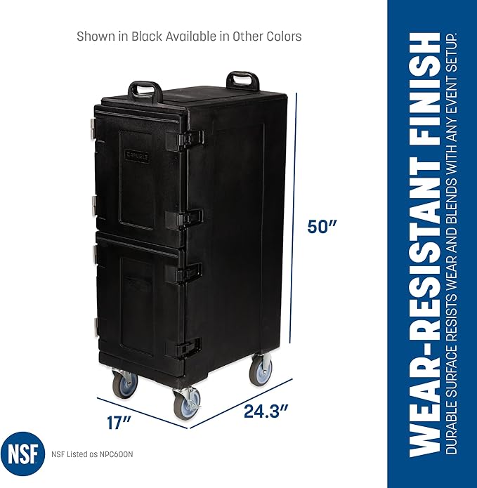 Carlisle FoodService Products Cateraide Insulated Front Loading Food Pan Carrier with Casters for Catering, Events, and Restaurants, Plastic, 10 Pans, Brown