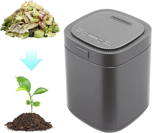 2.5L Electric Kitchen Composter, Indoor/Outdoor Composting Machine, Countertop Compost Machine Turn Food Waste and Scraps into Fertilizer for Garden Plants, Black