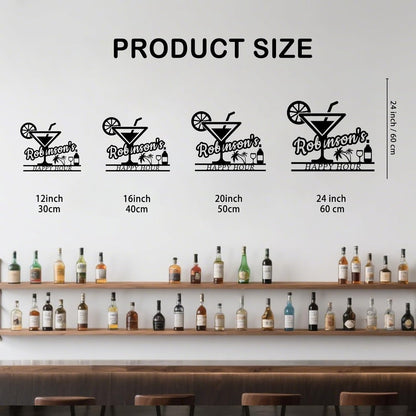 Happy Hour Metal Bar Sign - Personalized Wine Wall Art, Rustic Home Bar Decor, Custom Cocktail & Wine Themed Metal Signs for Indoor/Outdoor - MADE IN USA