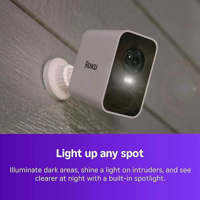 Roku Battery Camera Plus for Home Security - New 2025 Weather-Resistant Outdoor & Indoor Wireless Camera & Pet Monitor with 1080p HD & Two-Way Audio - 4X Rechargeable Battery Capacity (Pack of 2)
