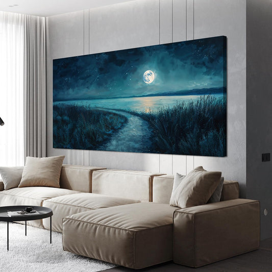 Canvas Wall Art Decor Modern Wall Decor For Living Room Coastal Starry Sky Wall Art Blue Botanical Wall Art Artwork For Walls Canvas Prints Art Work For Home Kitchen Office Wall Decor 20" X 40"