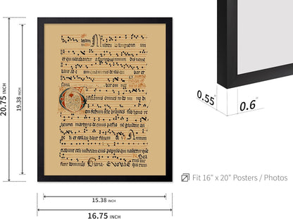 Poster Master Vintage Hymnal Poster - Retro Music Print - Gift for Artist, Friend - Graduale Aboense, Gregorian Chant Manuscript, Score - Wall Decor for Living Room, Bedroom, 16x20 Black Framed