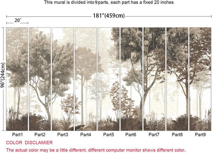 Vintage Forest Wallpaper Nature Wall Mural Wallpaper for Bedroom Living Room (Not Peel n' Stick)