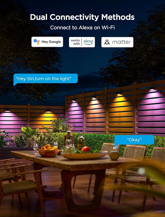 Govee Outdoor Deck Lights, Smart WiFi Outdoor Lights Work with Alexa, Google, Matter, App Control, IP65 Waterproof, Color Changing Fence Lights for Fence, Patio Decoration, Wired 18 Packs (112ft)