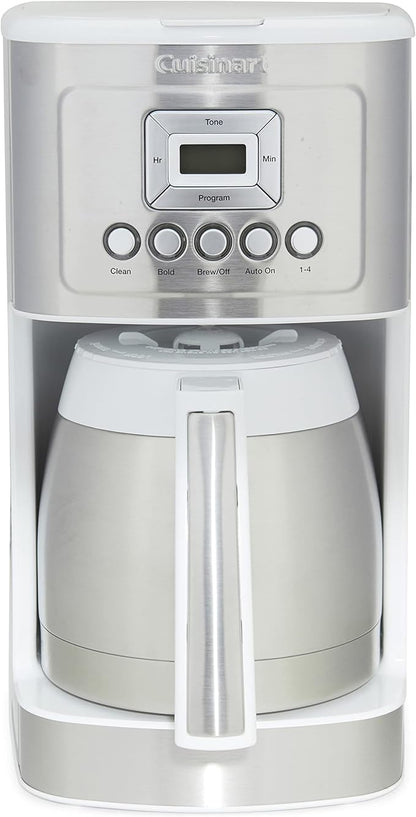 Cuisinart 12-Cup Coffee Maker, Programmable PerfecTemp Thermal Carafe Coffee Machine with 1-4 Cup Setting, Brew Strength Control and Brew Pause, Stainless Steel, White