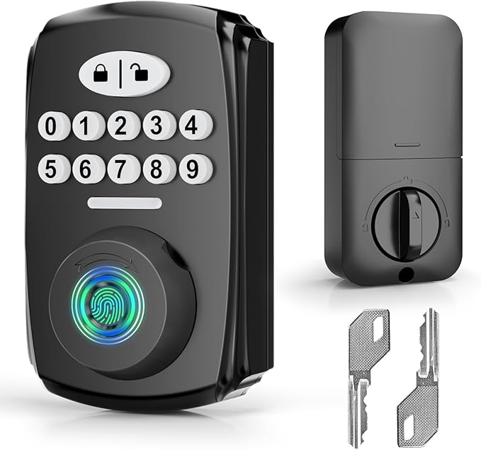 Fingerprint Door Lock - Keyless Entry Door Lock Smart Deadbolt Lock - Electronic Digital Keypad Lock - Smart Locks for Front Door - Auto Lock - Easy Installation