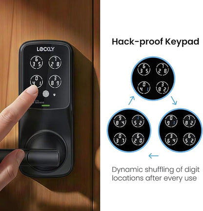 Lockly Secure Pro Smart Lock Wi-Fi, Keyless Entry Digital Keypad Door Lock, 3D Biometric Fingerprint Sensor Front Door Lock with Handle, Voice Control & Auto Lock - Latch Edition