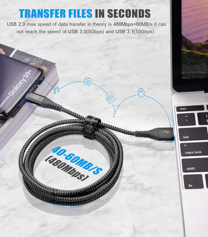 sweguard USB Type C Charger Cable [3-Pack,10ft+6.6ft+3.3ft] iPhone 16 Charger Nylon Braided Cord for iPhone 16 15 Pro Max Plus Samsung Galaxy S24 S23 S22 S21 S20 S10 Note 20 10 A54 Pixel LG Moto PS5