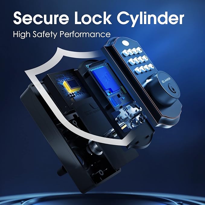 Keyless Entry Door Lock - Electronic Deadbolt Lock with Keypads, Auto Lock, 50 User Codes, Security Waterproof Smart Lock Easy to Install, Ideal for Front Door, Home Use, Apartment - ELAMOR M19 ORB