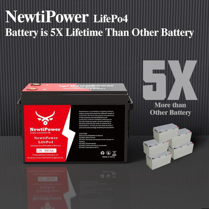 12V 300Ah Golf Cart Lithium LiFePO4 Battery with 200A BMS Grade A Cells Deep Cycle Rechargeable Battery,10000+ Cycles,Perfect for Golf Cart,Off Grid Applications (12.8V 300Ah-BLU)