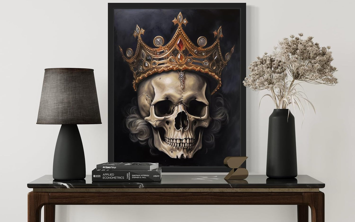 Skull Queen Poster Art Print, Halloween Scary Vintage Wall Art Academia Spooky Painting Decoration for Horror Prints, Gothic Posters Bedroom Decor 89 (Skull Queen, 11 x 14 inches, Black Frame)
