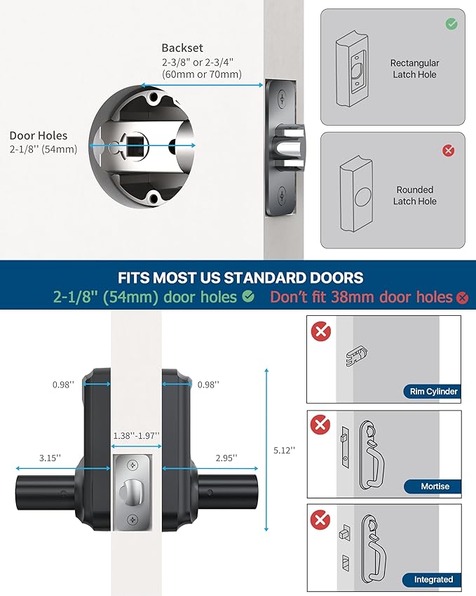 HIDALIFE Keyless Entry Door Lock with Keypad and Handle for Front Doors, Touchscreen, Anti-peep Password, Auto-Locking, Matte Black 4 Pack