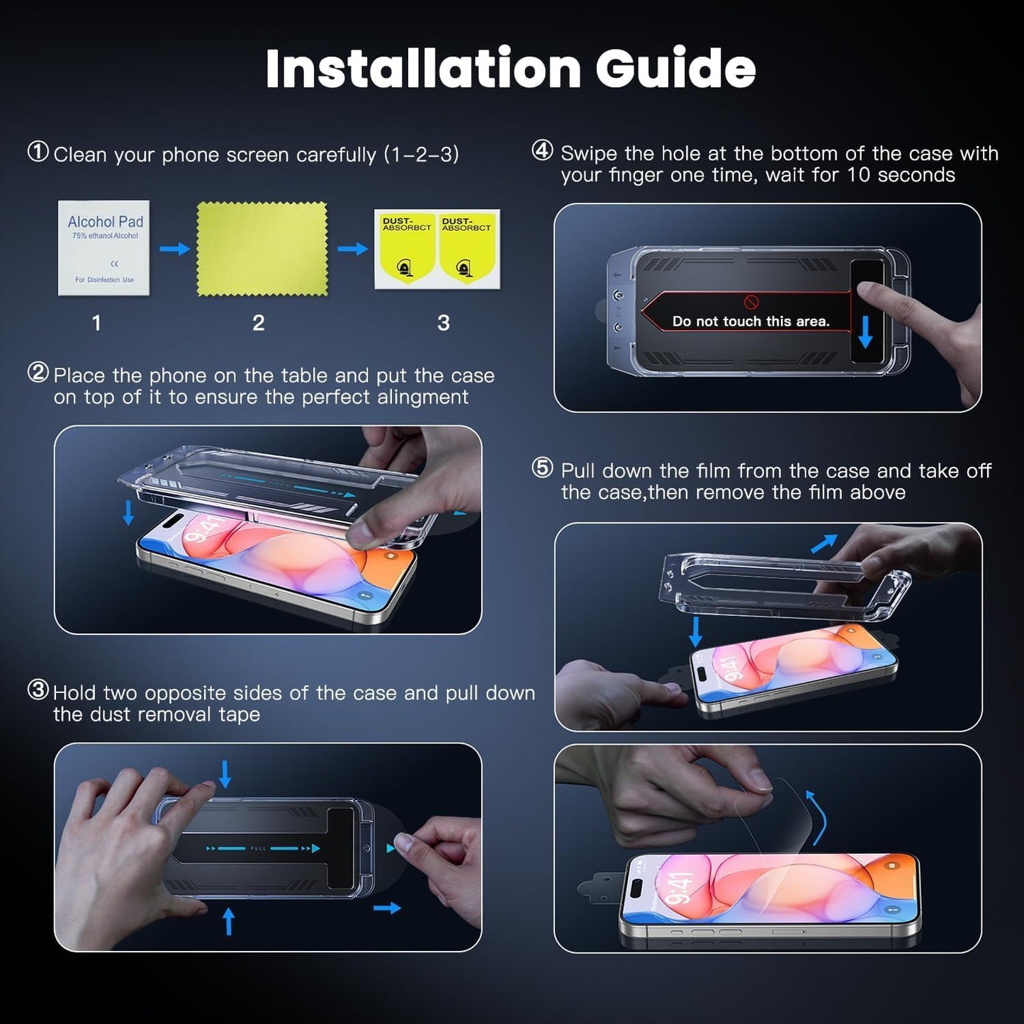 Uyiton UnBreak-Glass for iPhone 15 Pro Max Screen Protector, [Easy to Install] Full Coverage Case Friendly Scratch Resistance Bubble-Free 9H Tempered Glass Screen Protector 15 Pro Max(6.7''), 2 Pack