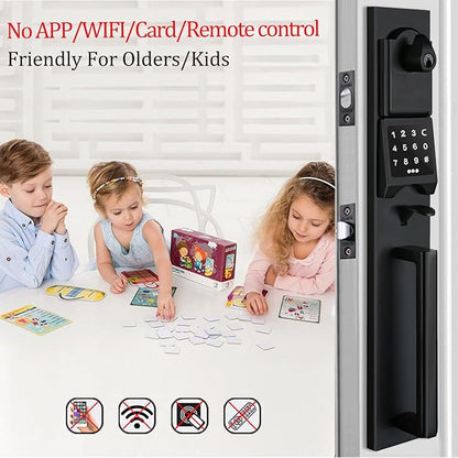 NEWBANG Right-Handed Matte Black Electronic Smart Handleset with Keypad Lock for Double Front Door（Keys Reserved）,MDHST2016DB-E-SET-RH