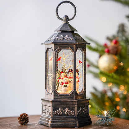 Christmas Snow Globe Swirling Glittering Snowman Choir & Cardinal with Music & Timer, USB Lined/Battery Operated Lighted Water Lantern for Christmas Festival Decoration Gifts