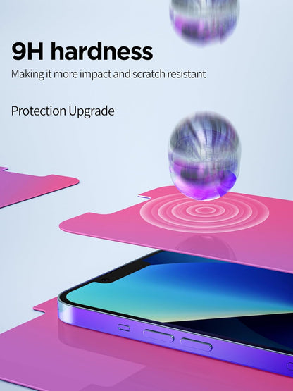 Compatible for iPhone 12 Pro Max Privacy Screen Protector Tempered Glass 6.7 Inch, Pink Gradient Anti Spy Anti Blue Light HD Easy Installation