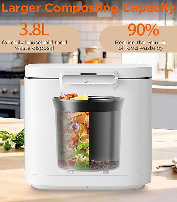 Electric Kitchen Composter, Odorless Electric Compost Bucket, Convert Food Waste and Residue into Compost