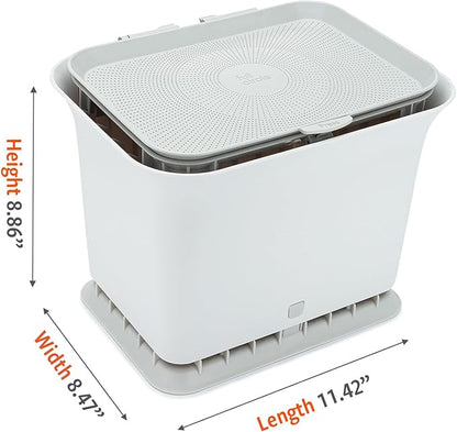 Full Circle Fresh Air Kitchen Compost Bin – Odor-Reducing Countertop Compost Container with Patented Airflow Design, Includes Compostable Bags, Easy to Clean, 1.5 Gallon, Gray