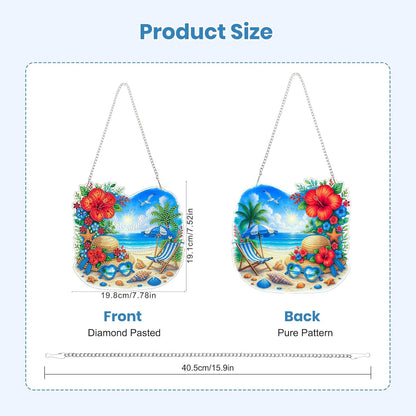 EOBROMD Diamond Hanging Art Kits for Adults, Beach Holiday DIY Special Shaped Rhinestone Kits for Adults, Diamond Art Painting Suncatcher, Window Pendants Home Garden Wall Hanging Ornament