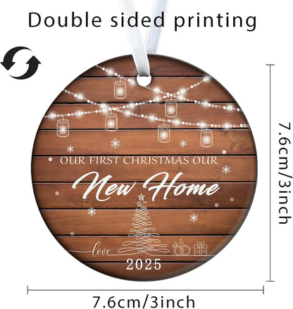 Baby's First Christmas Ornament 2025 Keepsake for Newborn Boy or Girl, Personalized Xmas Tree Hanging Decor, New Home Housewarming for Baby’s First Christmas 3 Inch Ceramic