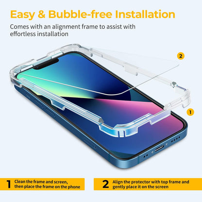 UNBREAKcable Shatterproof Tempered Glass Screen Protector for iPhone 13 Mini [3-Pack] [99.99% HD Clear] [Easy Installation Frame] [9H Hardness] [Bubble Free] for Apple 13 Mini 5.4''