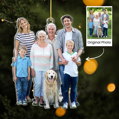Personalized Custom Photo Acrylic Ornament - Christmas Hanging Decor for Family, Mom, Dad, Grandparents, Daughter, Son
