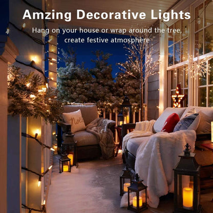 ODEETRONIC Clear Christmas Lights String, 21.63ft 100 Count Incandescent Brown Wire String Lights, UL Certified Outdoor Christmas Light, Connectable Indoor Tree Lights for Wedding Party, Warm White