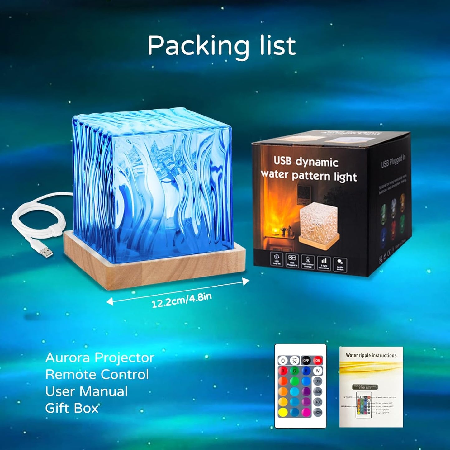 Northern Lights Projector, Luminorthe Cube Lamp Lava Lamp Ambient Lighting Galaxy Projector with 16 Colors and Aurora Drift Effects for Room Decor Teen Girl Gifts Classroom