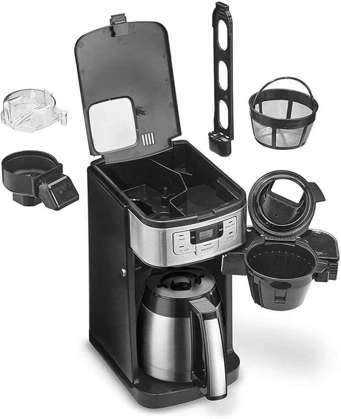 Cuisinart Automatic Grind & Brew 10-Cup Coffee Maker with Blade Grinder, Programmable Coffee Machine Glass Carafe with 1-4 Cup Setting, Brew Pause, Grind-Off Option, DGB-450NAS, Black/Stainless Steel